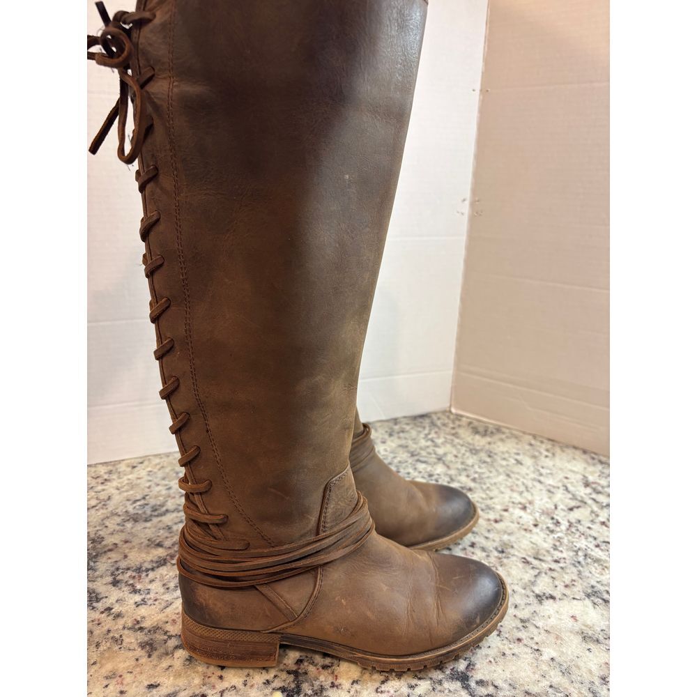 Arturo Chiangmai Tall Brown Leather Lace-Up  Boots  Side Zip Knee High Western